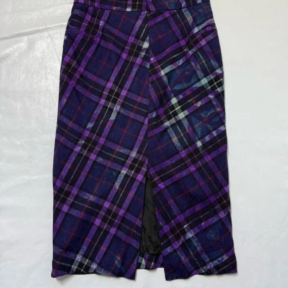 Clements Ribiero bleached detail plaid pencil skirt - Picture 2 of 2